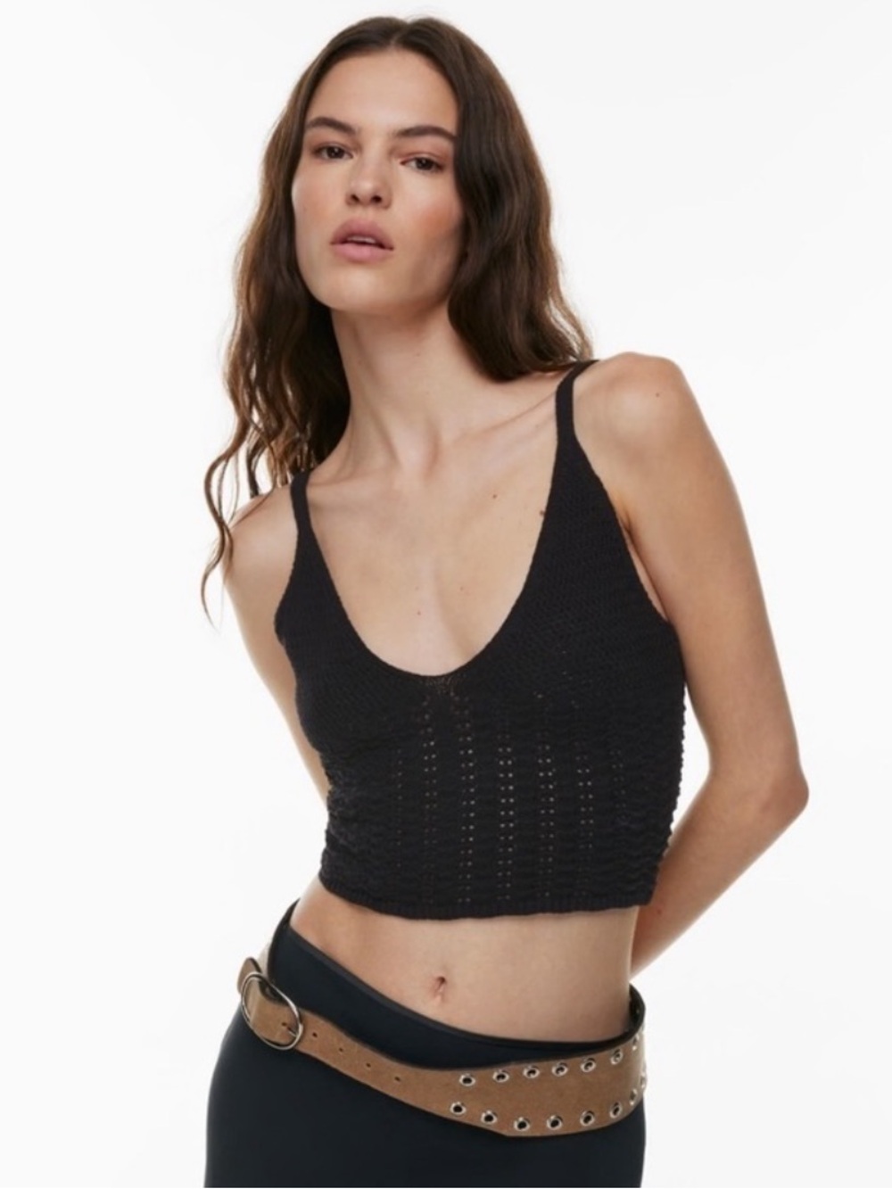 Aritzia Wilfred Evie Knit Top in Black